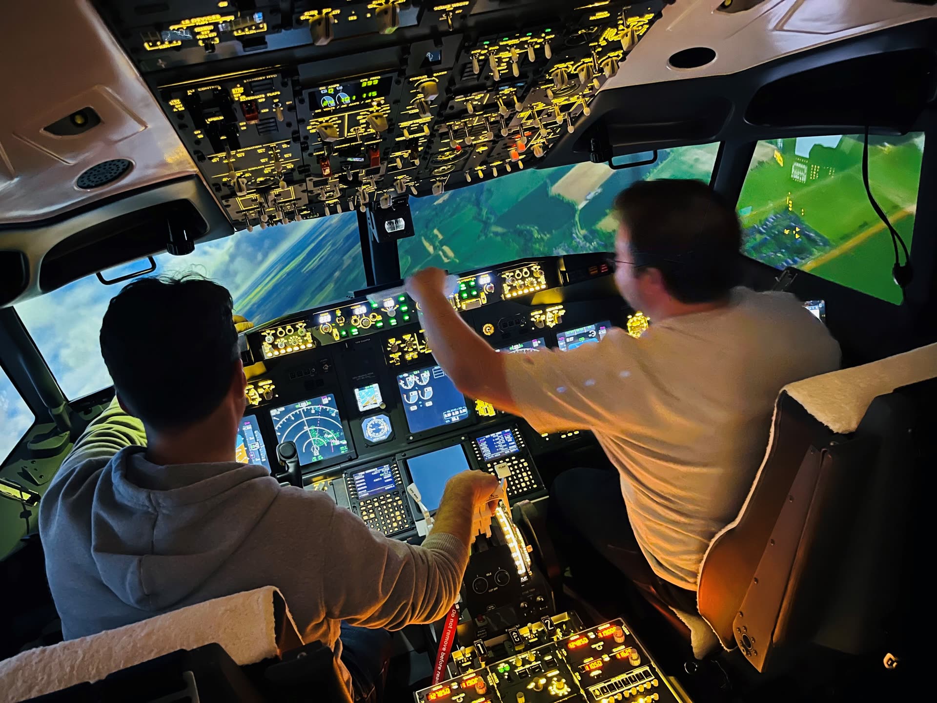 Guest at the controls during a simulator session